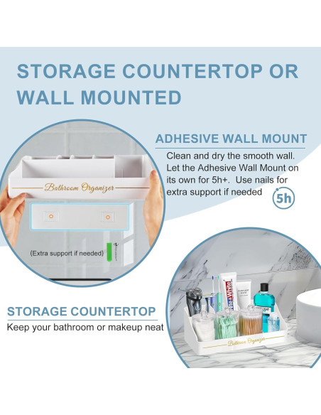 Organizador de Baño DENSAIL Blanco con Dispensador y 3 Frascos