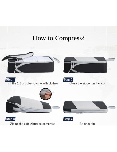 Cubos de Empaque DIMJ 8 Piezas Compresión Gran Capacidad