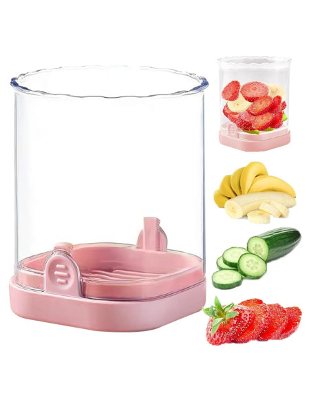 Cortador de Frutas Vyooxcy Rosa, Multiusos, Apto Lavavajillas