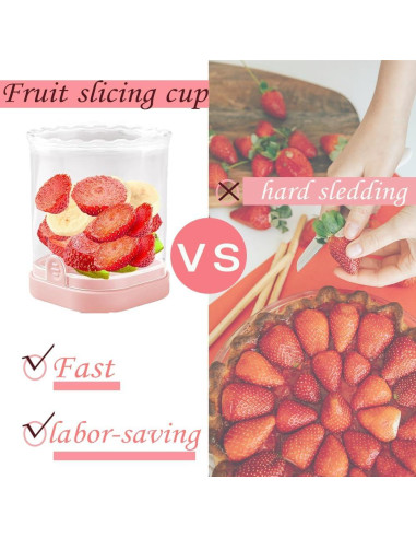 Cortador de Frutas Vyooxcy Rosa, Multiusos, Apto Lavavajillas