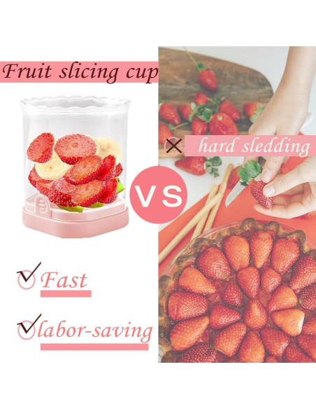 Cortador de Frutas Vyooxcy Rosa, Multiusos, Apto Lavavajillas