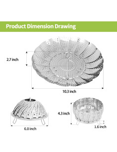 Canasta de Vapor Expandible IQworks 15.2 cm Acero Inoxidable 2