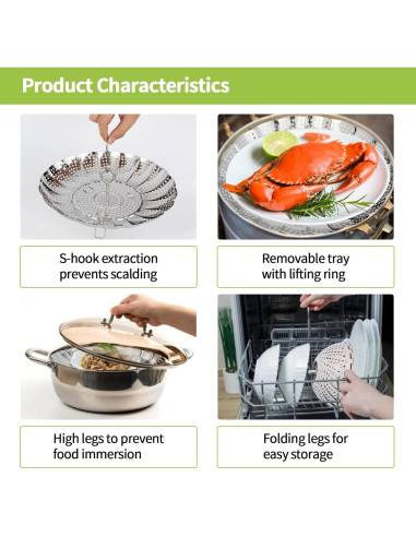 Canasta de Vapor Expandible IQworks 15.2 cm Acero Inoxidable