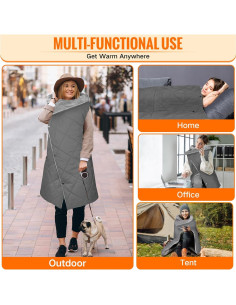 Manta Calentada Inalámbrica Girasol 10000mAh 3 Niveles Gris 2