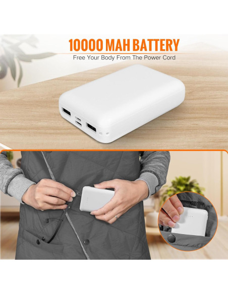 Manta Calentada Inalámbrica Girasol 10000mAh 3 Niveles Gris