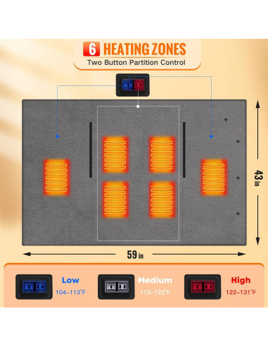Manta Calentada Inalámbrica Girasol 10000mAh 3 Niveles Gris