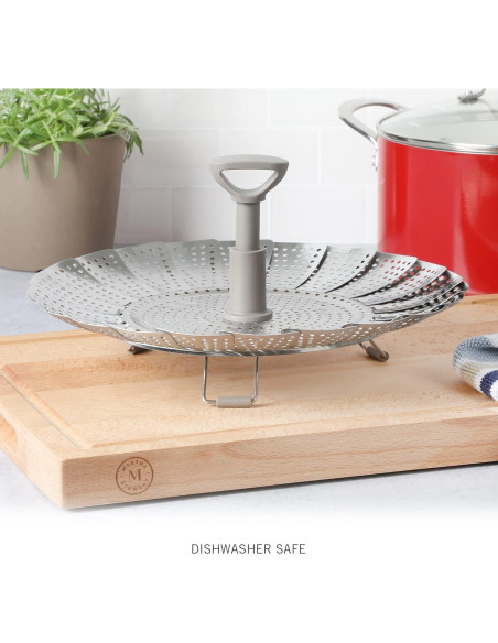 Vaporera Plegable Telescópica Martha Stewart 26.9 cm Acero Inoxidable