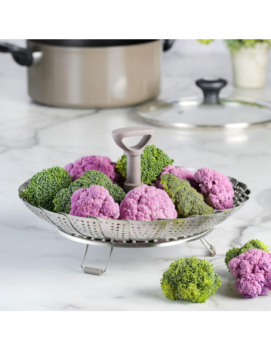 Vaporera Plegable Telescópica Martha Stewart 26.9 cm Acero Inoxidable