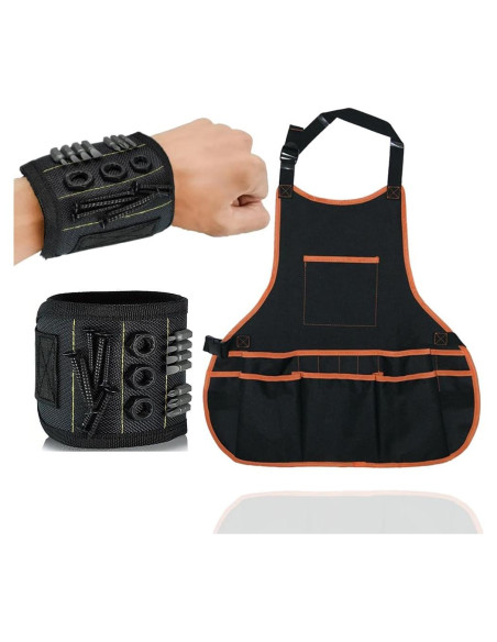 Conjunto de Delantal y Pulsera Magnética CACUINA - 16 Bolsillos