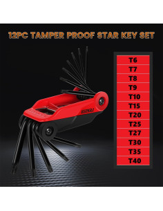 Juego de Llaves Estrella LOZAGU 12PCS T6 a T40 Plegable 2