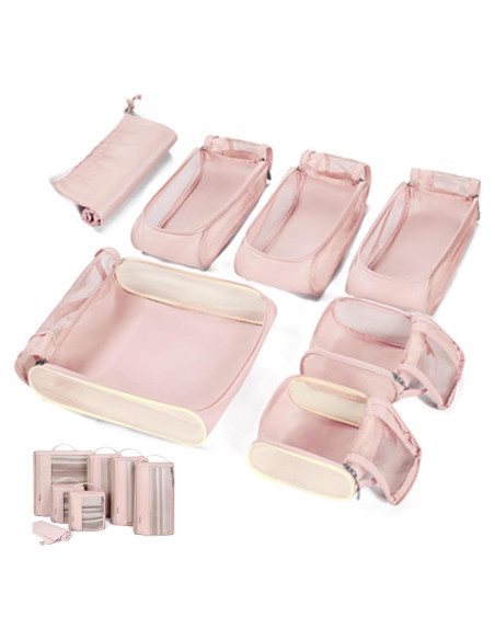 Conjunto de 7 Cubos de Empaque BAGSMART Rosa Bebé