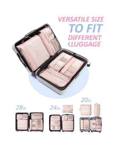 Conjunto de 7 Cubos de Empaque BAGSMART Rosa Bebé