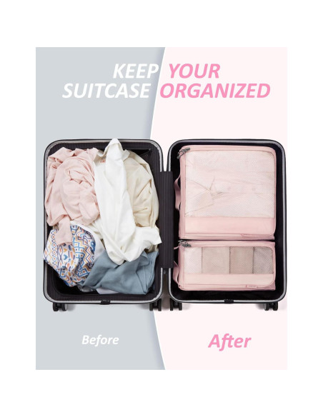 Conjunto de 7 Cubos de Empaque BAGSMART Rosa Bebé