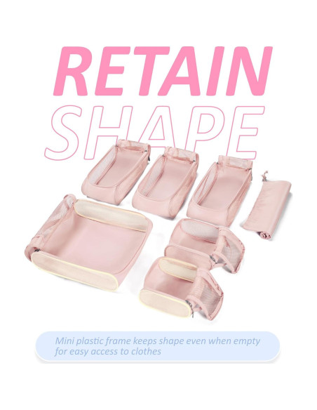 Conjunto de 7 Cubos de Empaque BAGSMART Rosa Bebé
