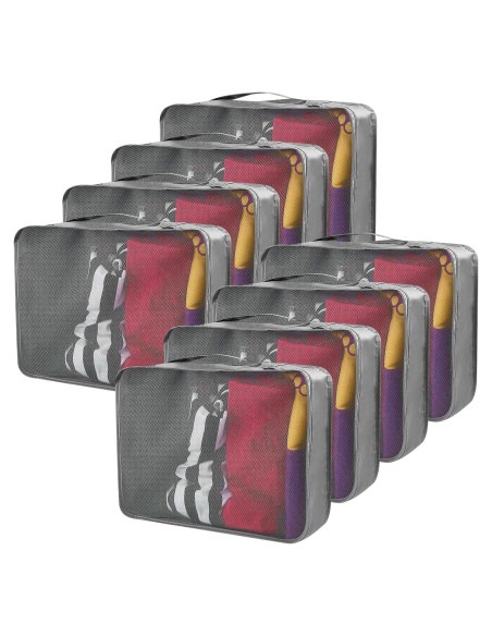 Silkfly 8 Pcs Cubos de Empaque XL para Viaje 45x33 cm Gris