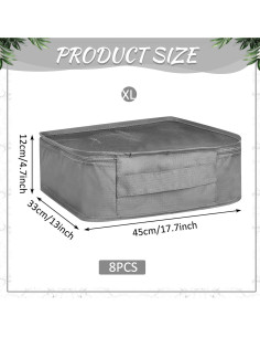 Silkfly 8 Pcs Cubos de Empaque XL para Viaje 45x33 cm Gris 2