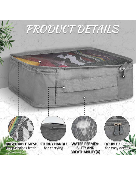 Silkfly 8 Pcs Cubos de Empaque XL para Viaje 45x33 cm Gris
