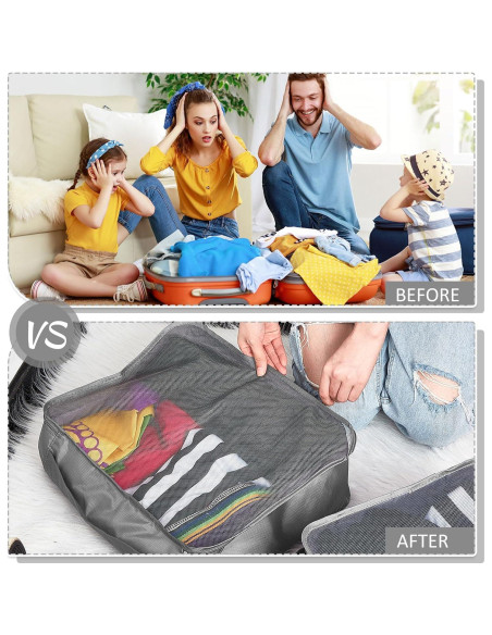 Silkfly 8 Pcs Cubos de Empaque XL para Viaje 45x33 cm Gris