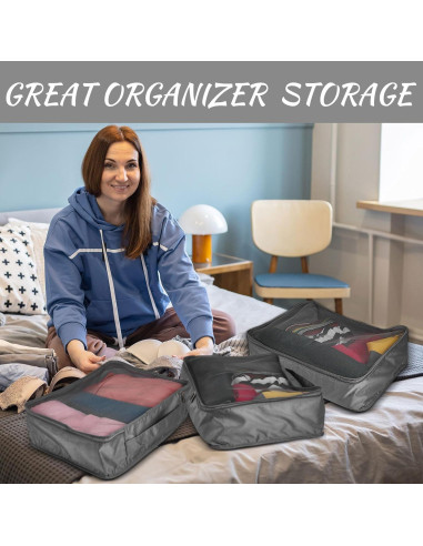 Silkfly 8 Pcs Cubos de Empaque XL para Viaje 45x33 cm Gris