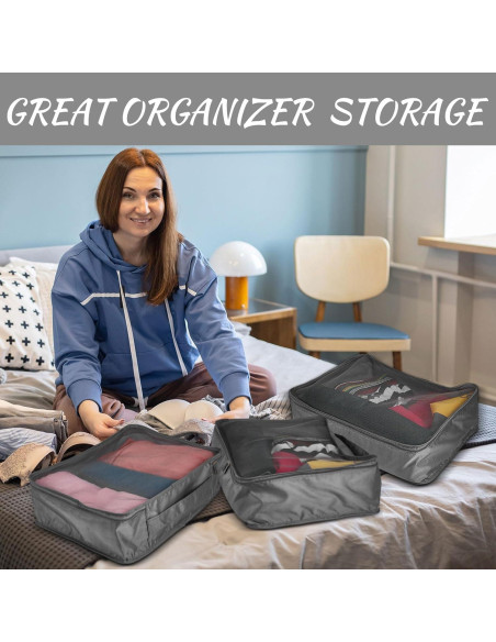 Silkfly 8 Pcs Cubos de Empaque XL para Viaje 45x33 cm Gris