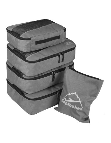 Set de 5 Cubos de Empaque para Viaje Organizador Gris