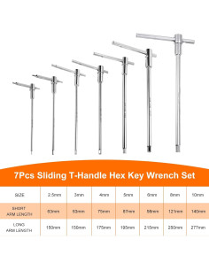 Juego de Llaves Hexagonales T-Handle HARFINGTON 7 Piezas 2.5-10mm 2