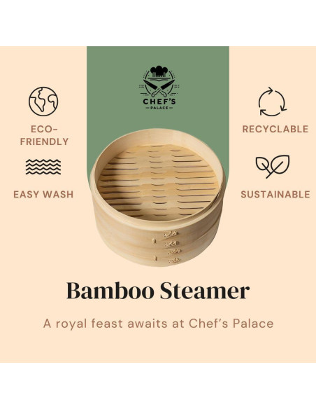 Cesta de Vapor de Bambú 25.4 cm XIANG TENG con Palillos y Accesorios