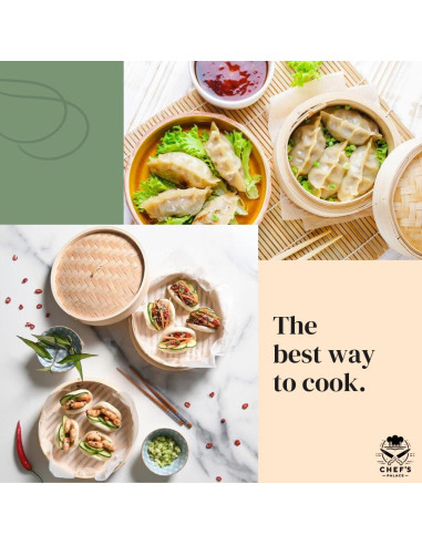 Cesta de Vapor de Bambú 25.4 cm XIANG TENG con Palillos y Accesorios