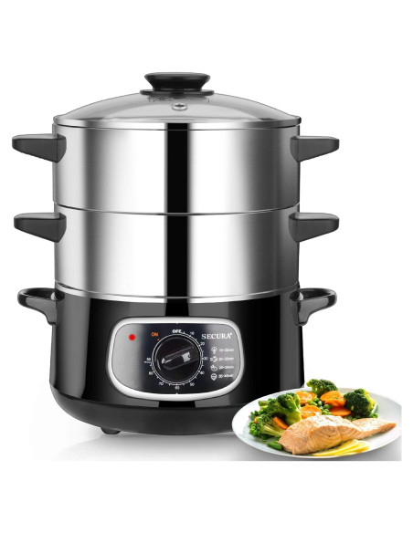 Vaporera Eléctrica Secura de Acero Inoxidable 8.06L 800W