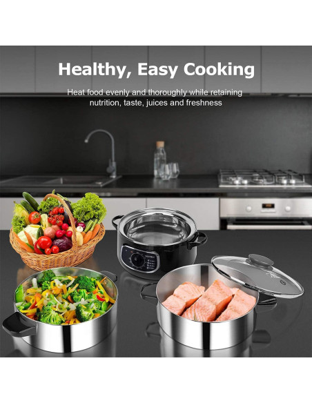 Vaporera Eléctrica Secura de Acero Inoxidable 8.06L 800W