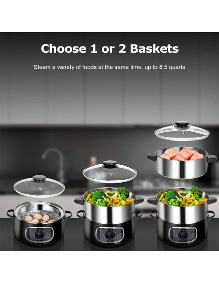 Vaporera Eléctrica Secura de Acero Inoxidable 8.06L 800W