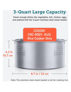 Vaporera de Acero Inoxidable COSORI 3 Cuartos para Olla Arrocera 2