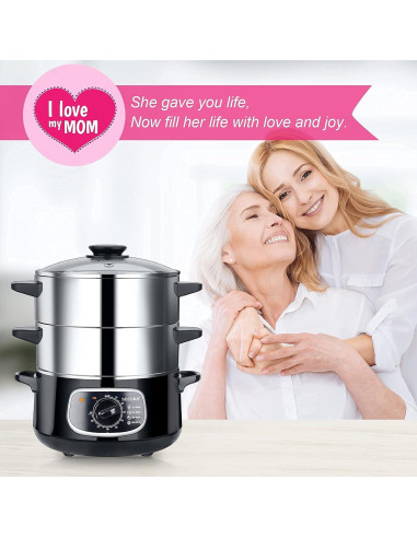 Vaporera Eléctrica Secura de Acero Inoxidable 8.06L 800W