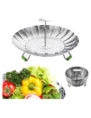 Cesta de Vapor Ajustable Acero Inoxidable Puluru 13-23 cm