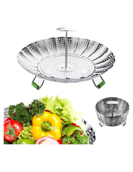 Cesta de Vapor Ajustable Acero Inoxidable Puluru 13-23 cm