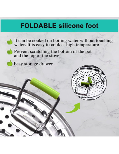 Cesta de Vapor Ajustable Acero Inoxidable Puluru 13-23 cm