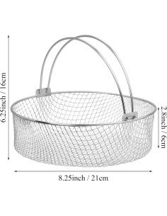 Cesta de Freidora de Aire Elsjoy 2 Pack 21 cm Acero Inoxidable 2
