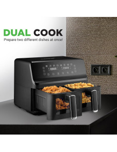 Freidora de Aire NutriChef Doble Cesta 8.8L Negra 1700W 2