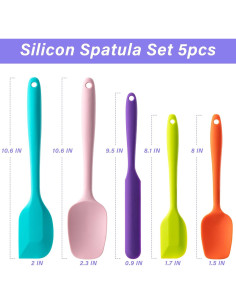 Juego de Espátulas de Silicona Hoewina 5 Piezas Apto Lavavajillas 2