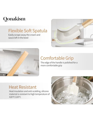 Juego de Espátulas de Silicona Qonakism 4 Piezas Resistente al Calor