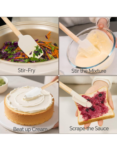 Juego de Espátulas de Silicona Qonakism 4 Piezas Resistente al Calor