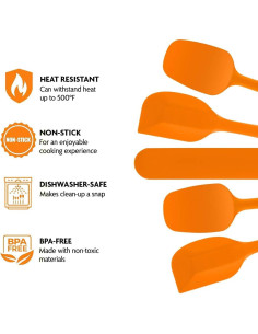 Conjunto de 5 Espátulas de Silicona OVENTE Naranja 2