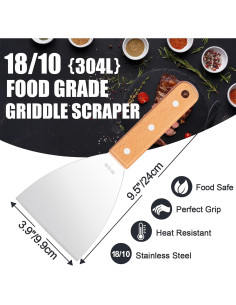 Juego de raspadores para parrilla Leonyo acero inoxidable 18/10 2