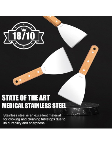 Juego de raspadores para parrilla Leonyo acero inoxidable 18/10