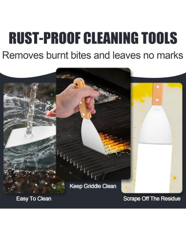 Juego de raspadores para parrilla Leonyo acero inoxidable 18/10