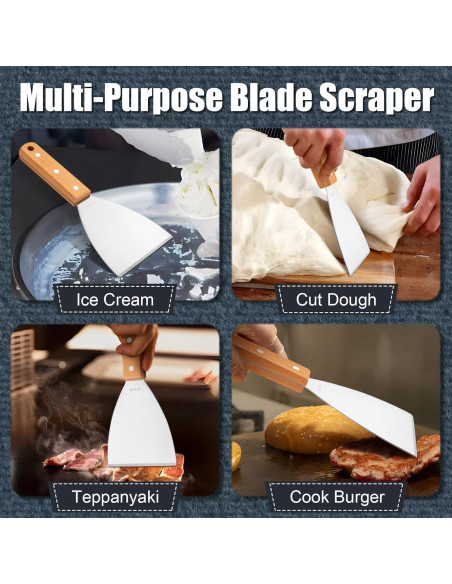 Juego de raspadores para parrilla Leonyo acero inoxidable 18/10