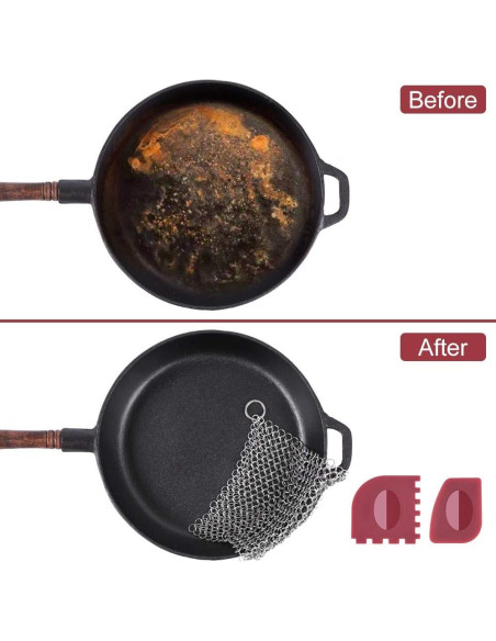 Limpiador de Hierro Fundido Amagabeli 20x15 cm con Raspadores