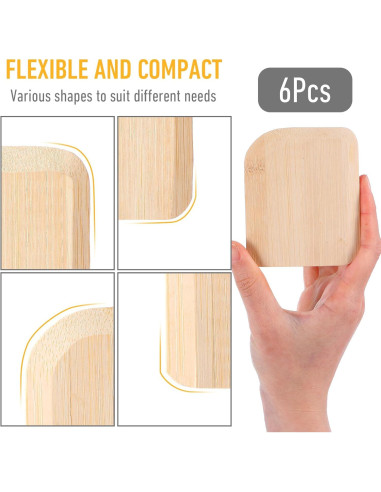 6 Raspadores de Bambú Lusofie para Sartenes y Utensilios