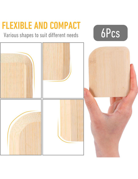 6 Raspadores de Bambú Lusofie para Sartenes y Utensilios