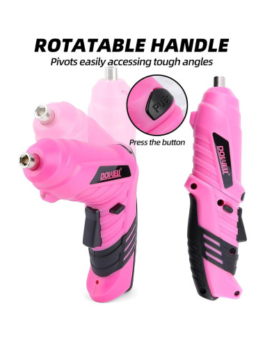 Destornillador Eléctrico Inalámbrico DOWELL 3.6V Rosa con 27 Accesorios